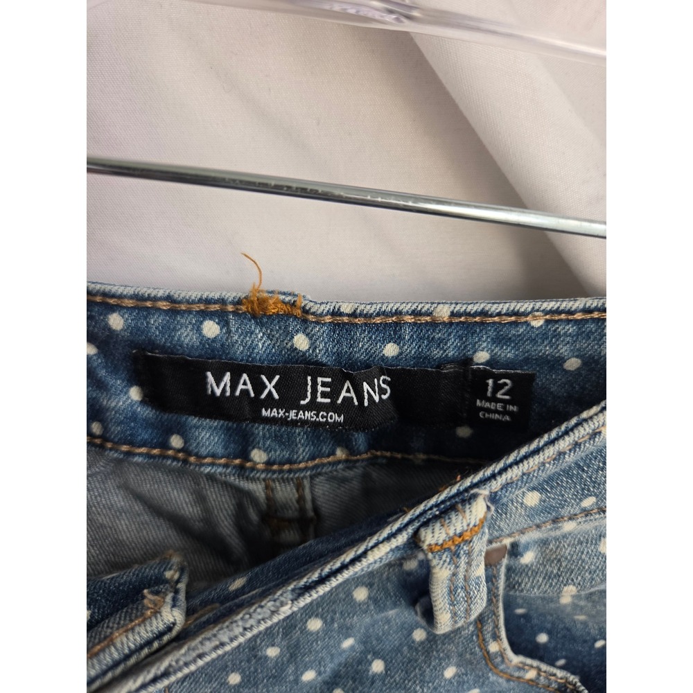 Max Jeans Polka Dot Jeans Womens Blue Medium Wash Regular Mid Straight